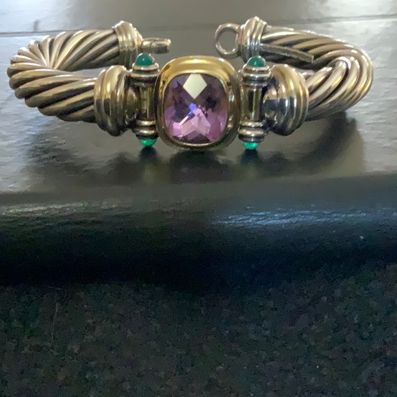 David Yurman Elegant Silver and Gold Bracelet with Purple Gemstone. 14k jade - Picture 15 of 16